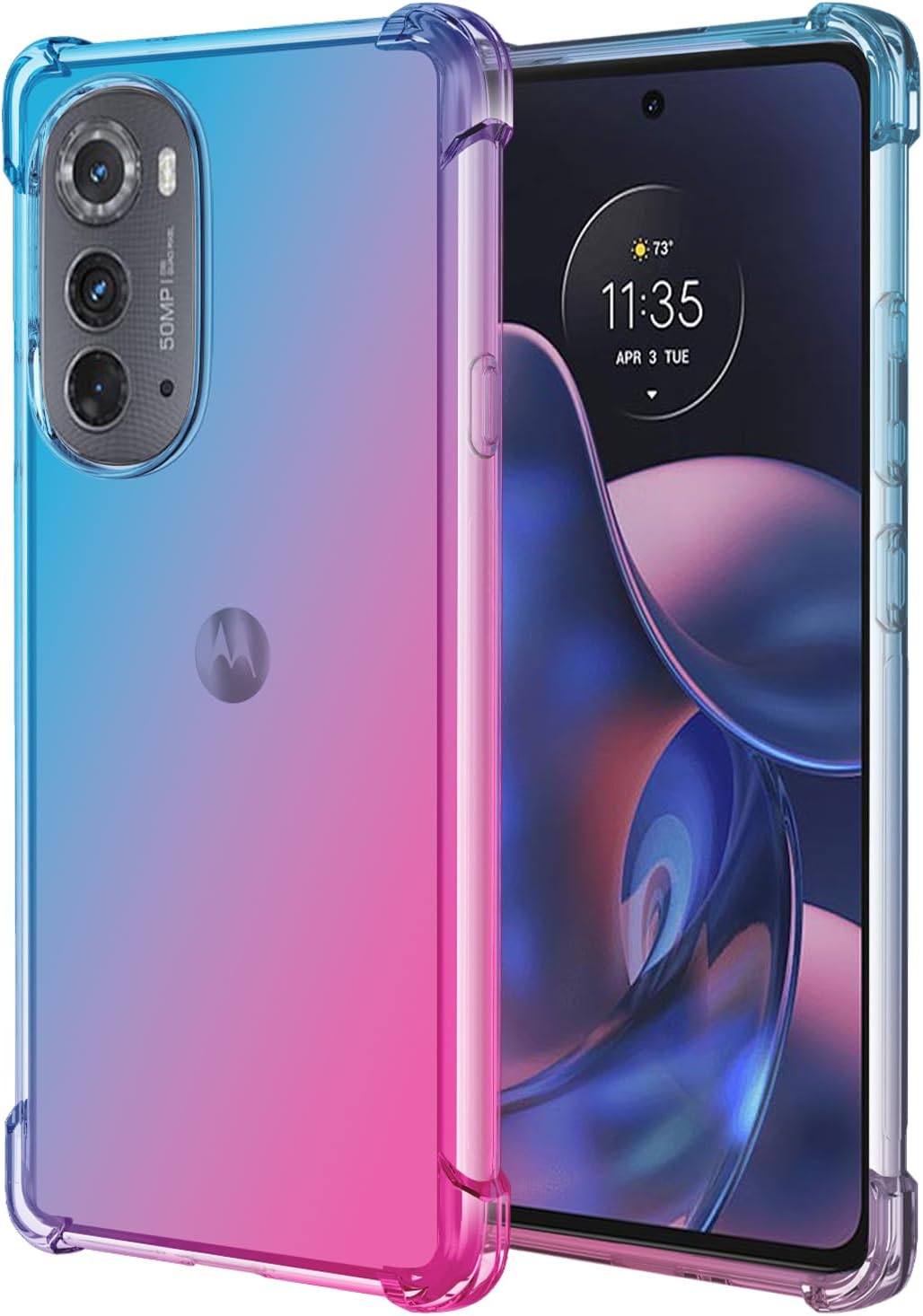 OEURVQO Funda para Moto Edge 2022 5G, transparente, con bonito degradado, colorido, delgada, suave, TPU, a prueba de golpes, antiarañazos, funda