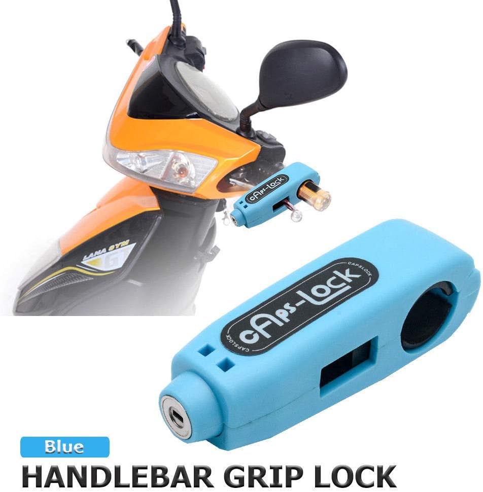 Cerradura de manillar de motocicleta  MASO – Cerradura de freno antirrobo para manillar de motocicleta, motocicleta, ciclomotor, ATV (azul)