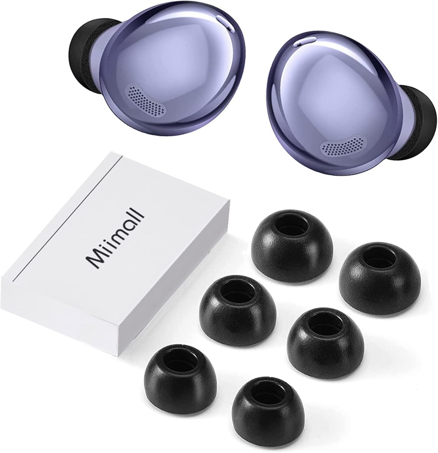Miimall – Almohadillas de espuma para los oídos compatibles con Samsung Galaxy Buds Pro, ajuste definitivo en la funda, tapones antideslizantes para