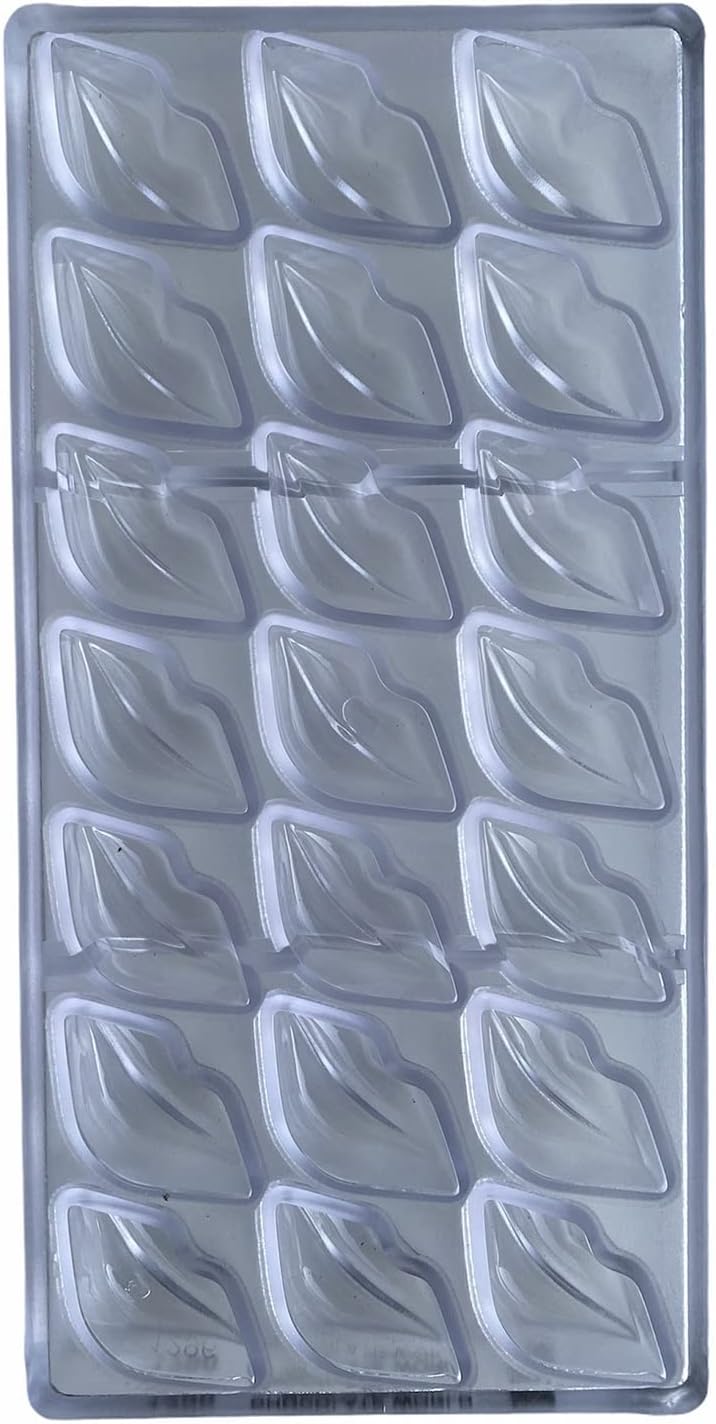 Molde de policarbonato para chocolate 1296 con 21 cavidades de labios de 1.024 in x 1.929 in x 0.669 in de alto