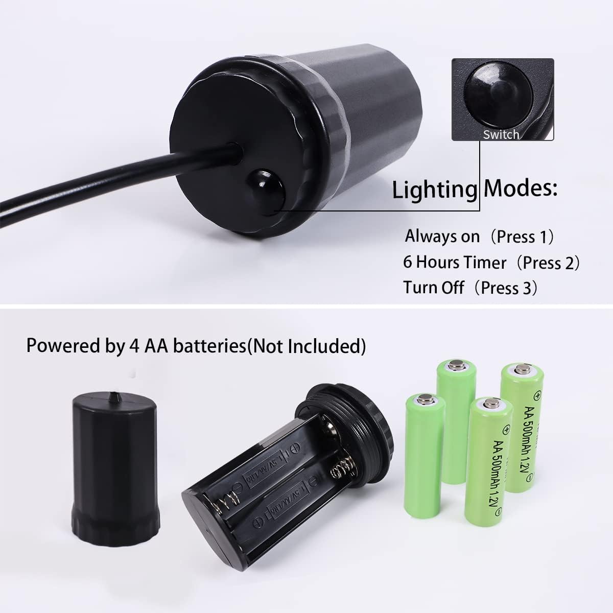 Lámpara colgante con pilas, lámpara de decoración retro, lámpara de malla de metal negro, luces Edison con temporizador de 6 horas, lámpara colgante