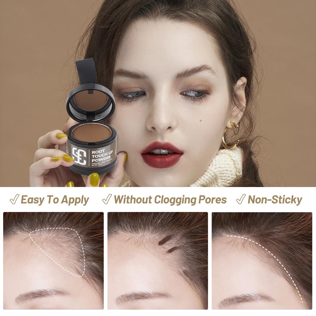 SOVONCARE Polvo instantáneo de línea de cabello, sombra de línea de cabello, cobertura de cabello gris, polvo de retoque de cabello para cabello