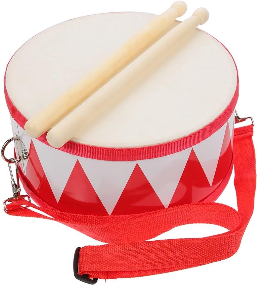 Vaguelly 1 juego de tambor de caja para niños tambor de música para niños pequeños de 8 pulgadas, tambor para niños, cabeza de doble cara, con