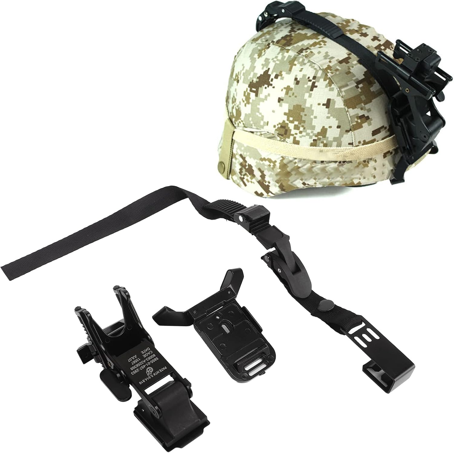 Fabater Soporte de gafas de visión nocturna, correa de sujeción para casco NVG, soporte táctico para casco, ángulo ajustable, soporte de montaje