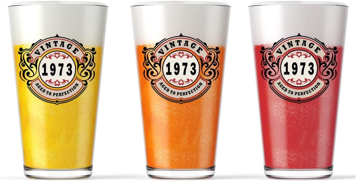 SIRIOKS Regalos de cumpleaños número 50 para hombres  Vasos de cerveza vintage vintage de 16 onzas para hombres y mujeres  Envejecido a la