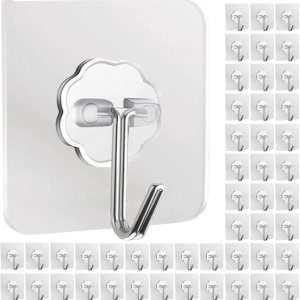 Ganchos adhesivos para colgar, paquete de 48 ganchos de pared adhesivos de acero inoxidable, 22 libras (máximo), extraíbles, resistentes al agua, Ganchos adhesivos para colgar, paquete de 48 ganchos de pared adhesivos de acero inoxidable, 22 libras (máximo), extraíbles, resistentes al agua,