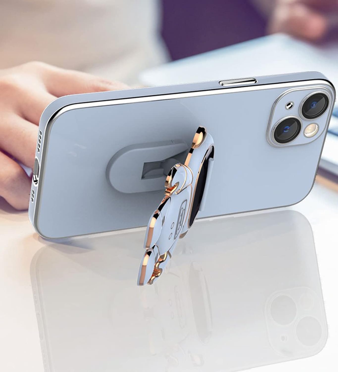 Astronaut – Funda compatible con iPhone 11, 12, 13 Pro Max 6D, con soporte, funda de astronauta azul para iPhone 13 Pro Max