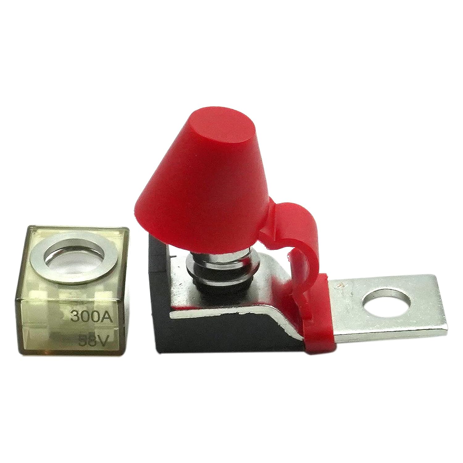 Kit de bloque de fusibles de terminales de fuente de alimentación marina (fusible incluido) 300A 58V DC máximo, solo perno de 516 pulgadas (M8)