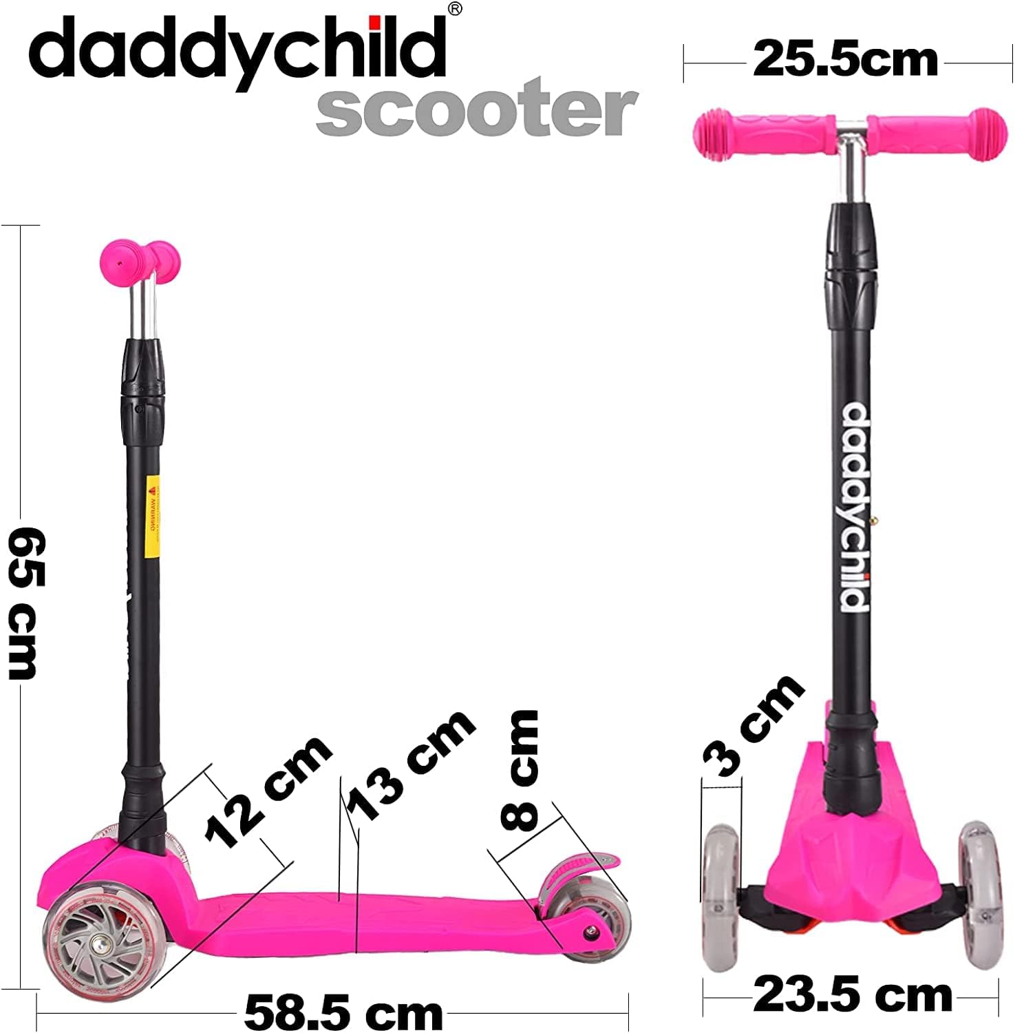 Patinete para niños, scooter de 3 ruedas para niños, juguete para niñosniños pequeños, altura ajustable, cubierta antideslizante, luces de rueda