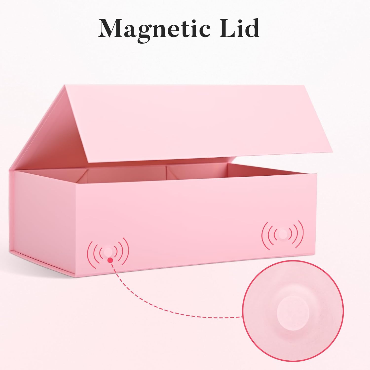 LIFELUM Caja de regalo de Pascua rosa, 1 paquete de 13.8 x 8.5 x 4.5 pulgadas, caja de regalo de boda grande con tapa magnética para regalos con