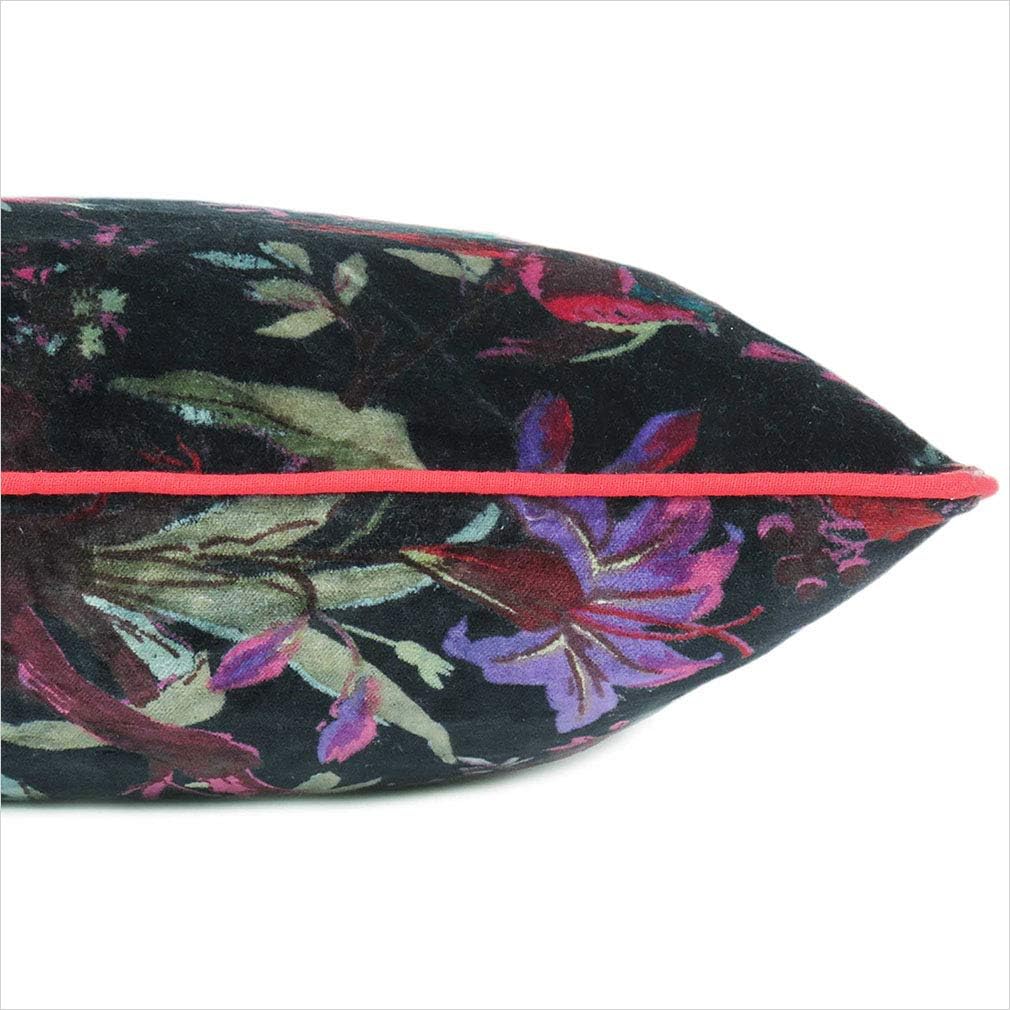 Mam Treasures – Funda de cojín de terciopelo con flores y pájaros para sofá, decoración bohemia, colorido, bohemio, chic, indio, hecho a mano, solo