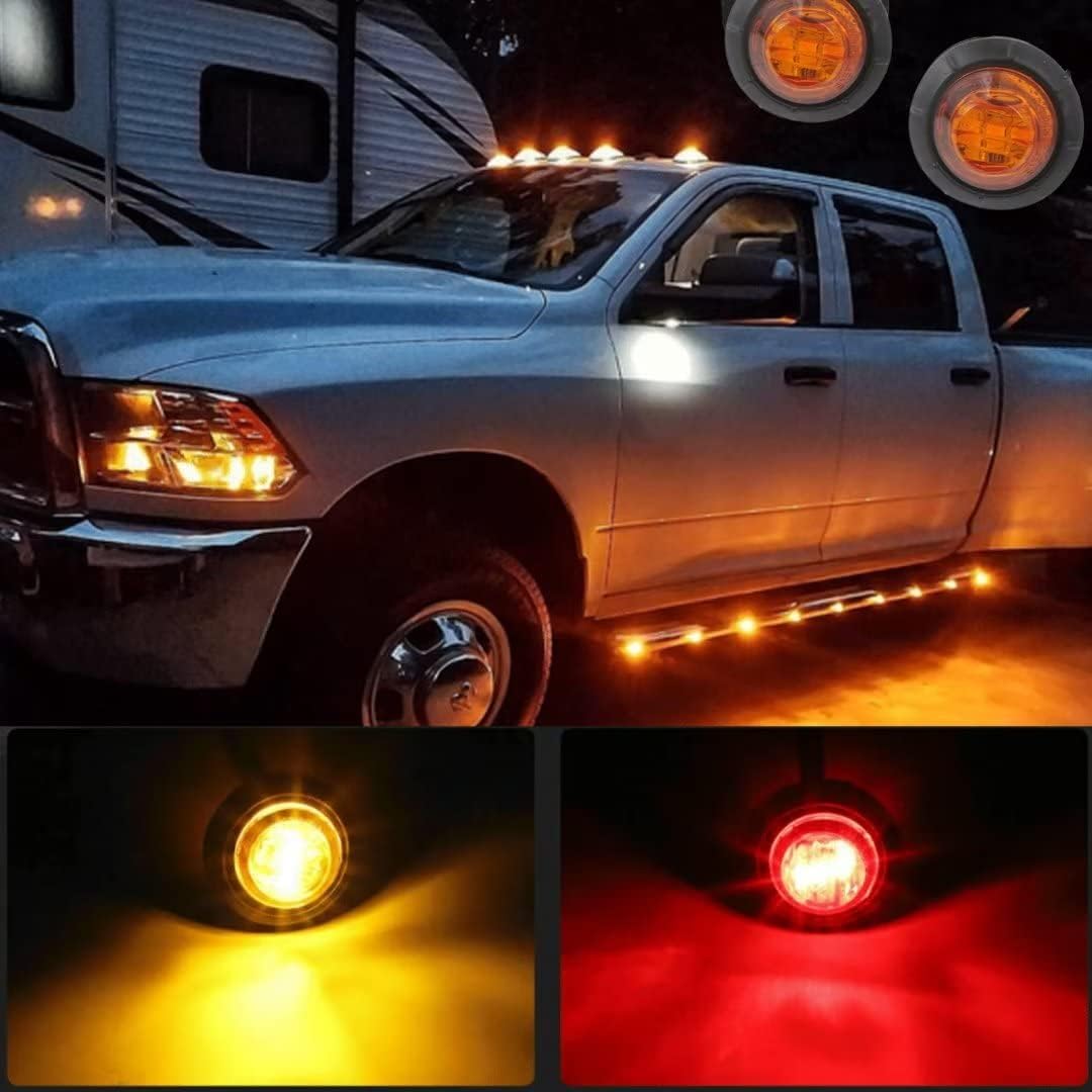 Paquete de 20 luces de marcador LED de 34 pulgadas y 12 V para camión, remolque, RV, lámpara lateral redonda para Jeep WranglerGrand