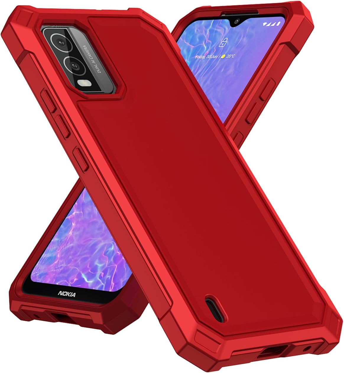 Ailiber Funda para Nokia C210 5G, Nokia C210 con protector de pantalla de vidrio templado, protección de estructura de doble capa, protección de