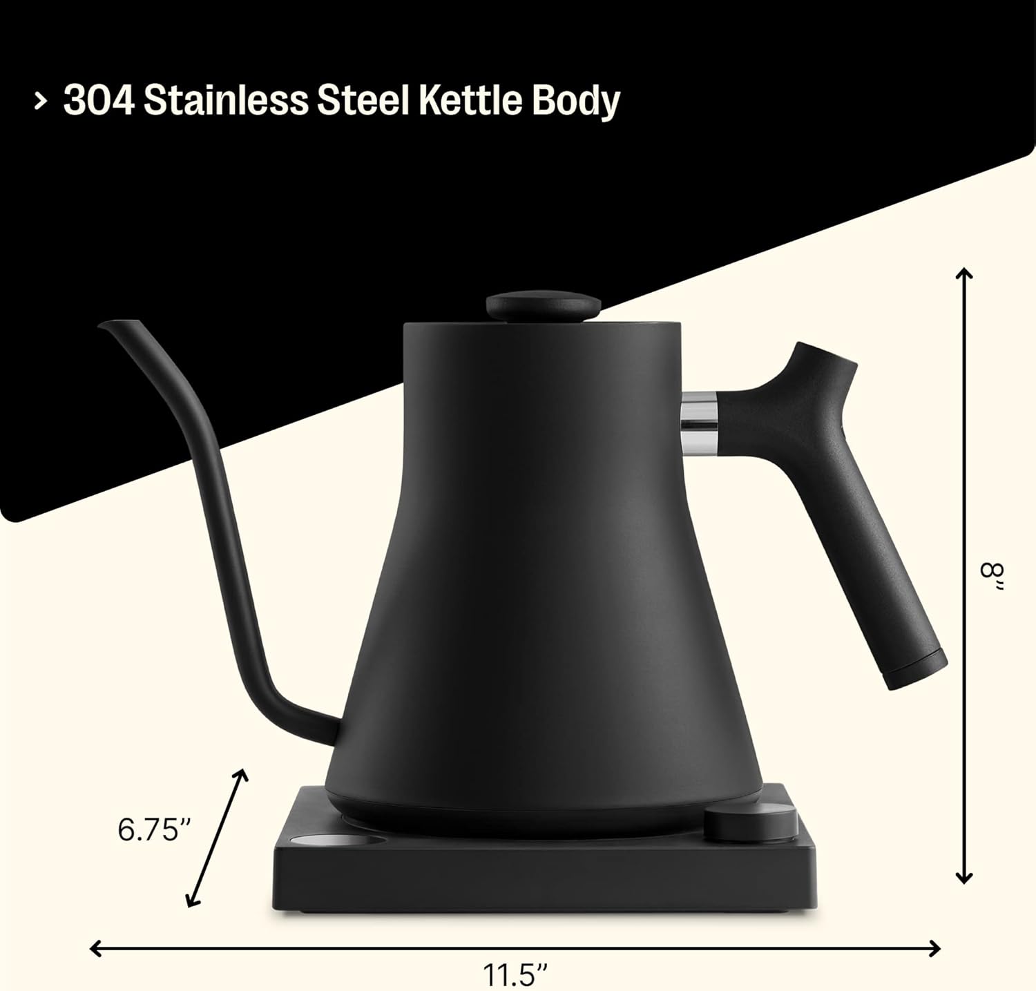 Fellow Stagg EKG – Hervidor eléctrico de cuello de cisne para amantes del café negro mate, set de cafetera para verter XF, molinillo de café cónico