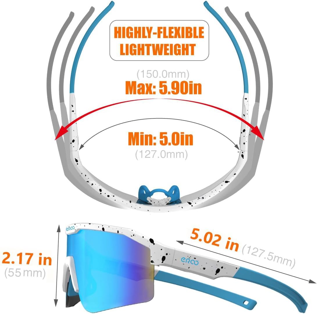 EAZYRUN Activa tu vida! Pequeños lentes de sol polarizados de béisbol para jóvenes, correr, ciclismo, deportes al aire libre.