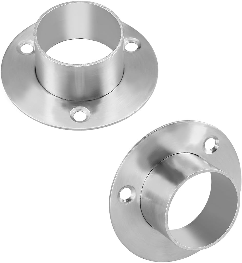 uxcell Soporte de tubo de armario, 1.535 in de diámetro, zócalo de soporte de barra de riel montado en la pared 2pcs