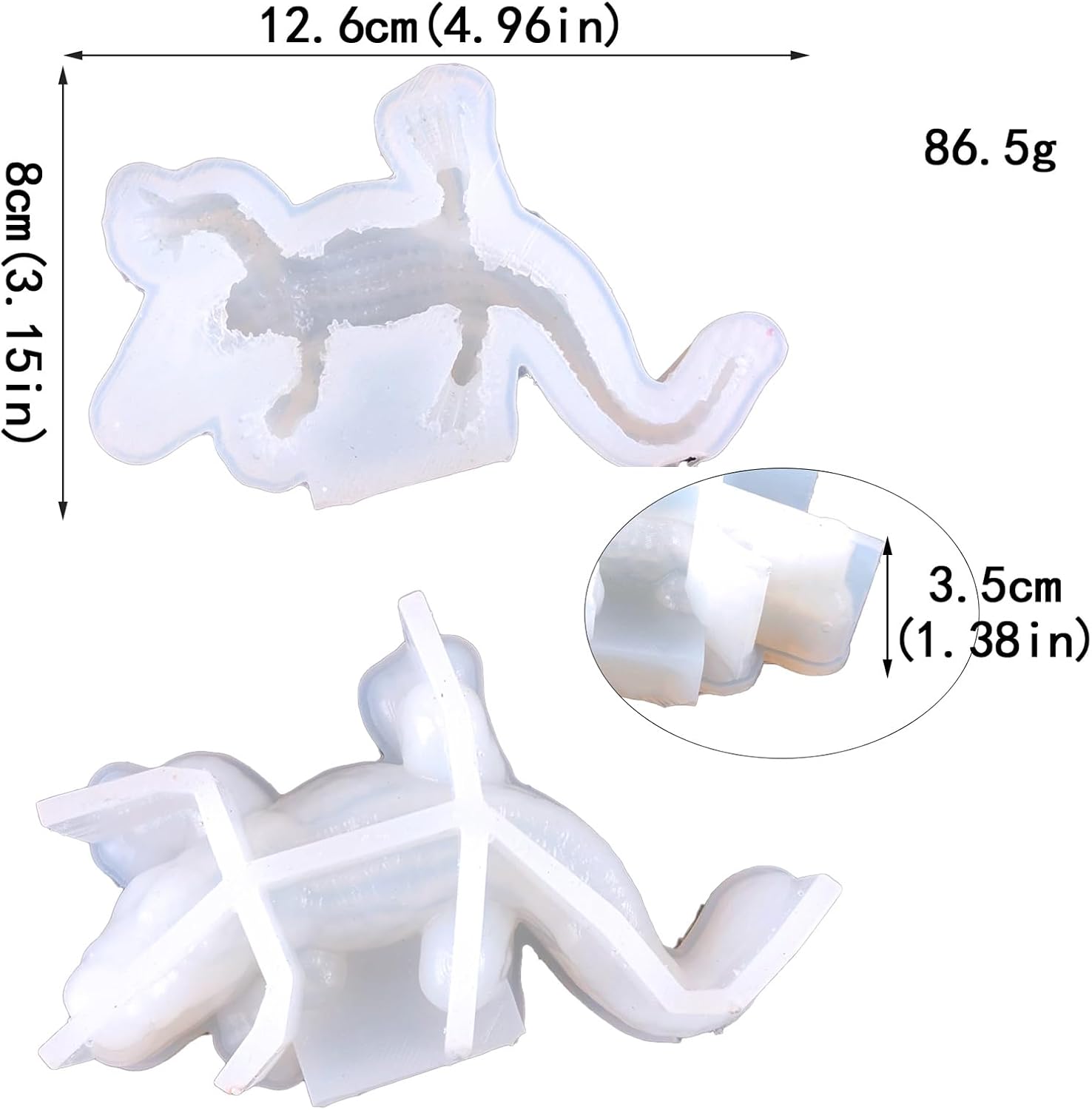 JIOFAVIU Molde de resina de cocodrilo de silicona, molde de silicona de 4.96 pulgadas para resina epoxi y resina UV, molde de resina animal único
