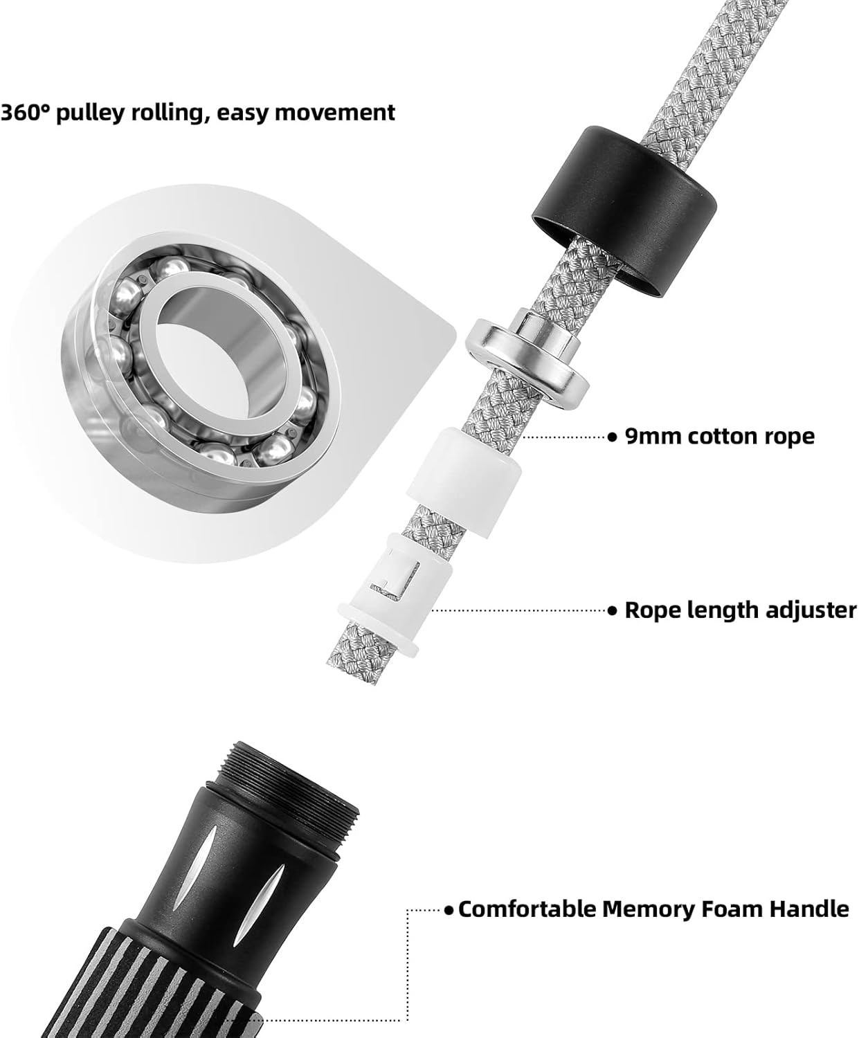Cuerda de saltar con peso para mujeres, hombres, adultos, fitness, cuerda de saltar con cuerda ajustable de algodón y PVC, mango de aluminio +
