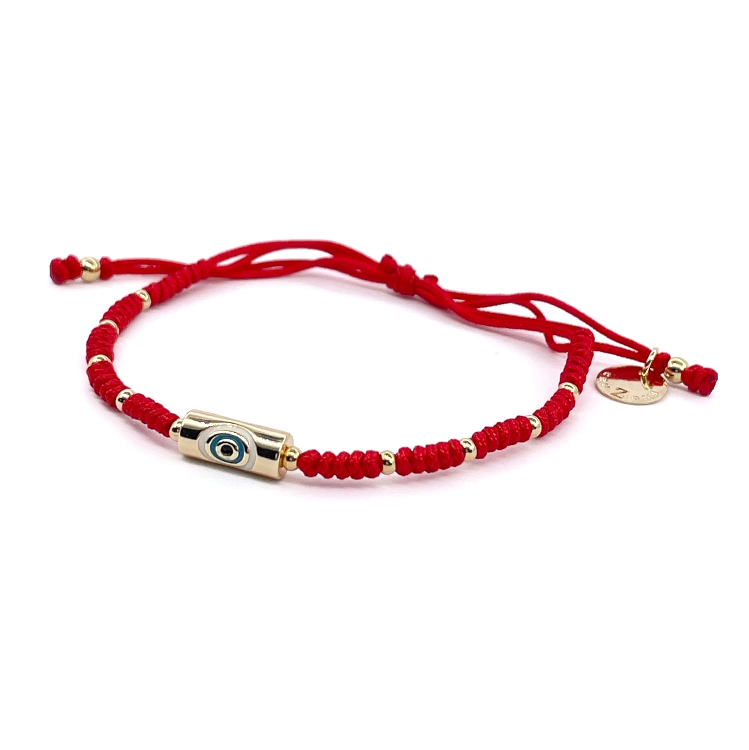 CRUZONE Red Nylon Evil Eye Bracelet for Women – Adjustable, Handmade & Woven with Good Luck Protection Charm (Red)