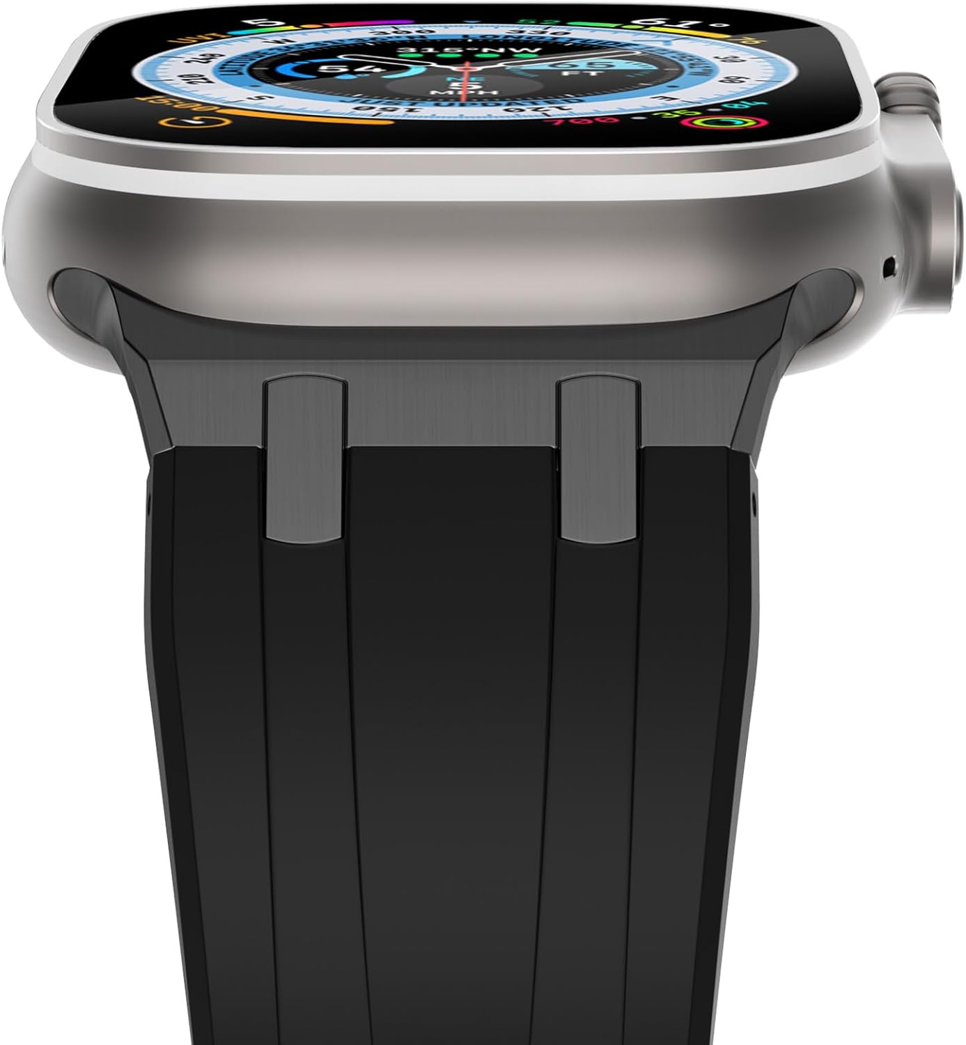 NewWays Correa para Apple Watch Ultra Band de 1.929 in, 1.772 in, 1.732 in, 1.654 in, para hombres, correa de goma de silicona líquida deportiva
