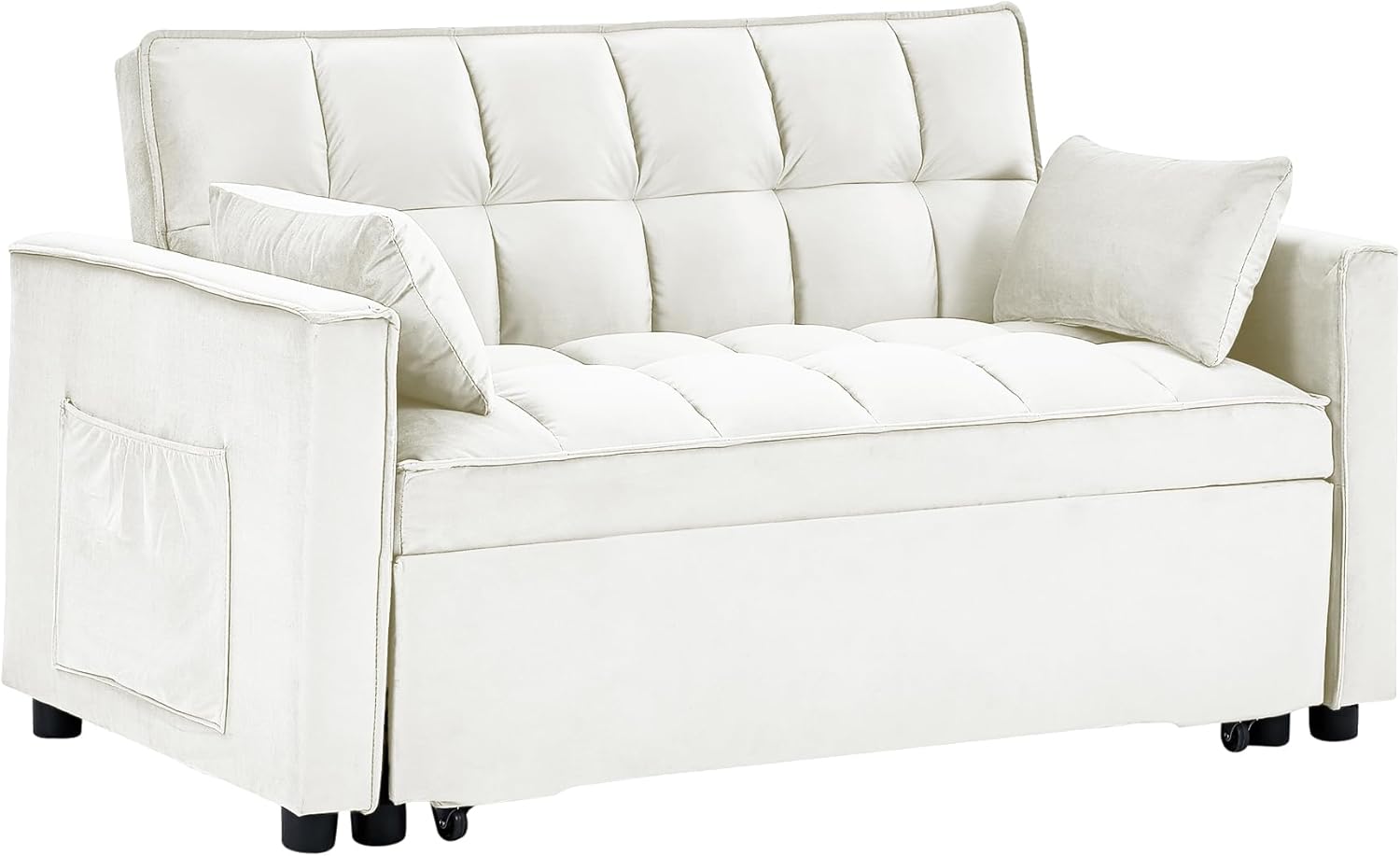 LUMISOL Sofá cama convertible moderno de terciopelo de 55.2 pulgadas, sofá cama multifuncional 3 en 1, cama extraíble, sofá biplaza con respaldo