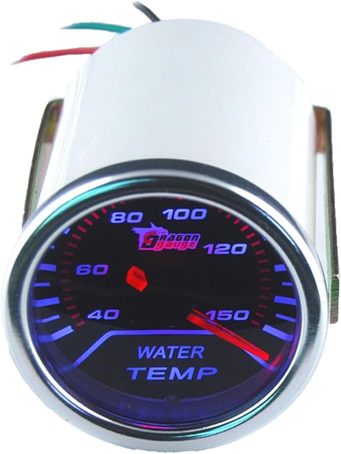 Puntero de motor de auto E Support, calibrador con barras indicadoras de aumento y lentes grises, de 2 pulgadas, medidor de temperatura del agua