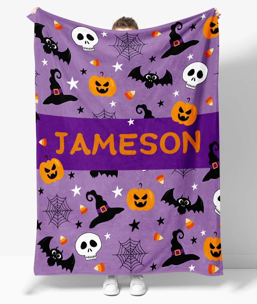Mantas de Halloween para sofás y camas, manta suave con telarañas, sombrero de brujas, murciélago negro y patrones decorativos de calabaza, manta de