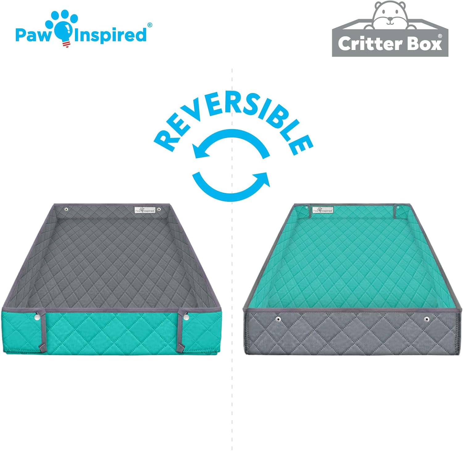 Paw Inspired Critter Box – Forro de jaula lavable, ropa de cama reversible de forro polar con lados elevados para conejillos de indias y otros