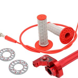 Agarre del acelerador para motocicleta de 78 pulgadas, 0.866 in, torcida rápida de aluminio CNC con cable de acelerador y agarre para manillar CRF50 Agarre del acelerador para motocicleta de 78 pulgadas, 0.866 in, torcida rápida de aluminio CNC con cable de acelerador y agarre para manillar CRF50