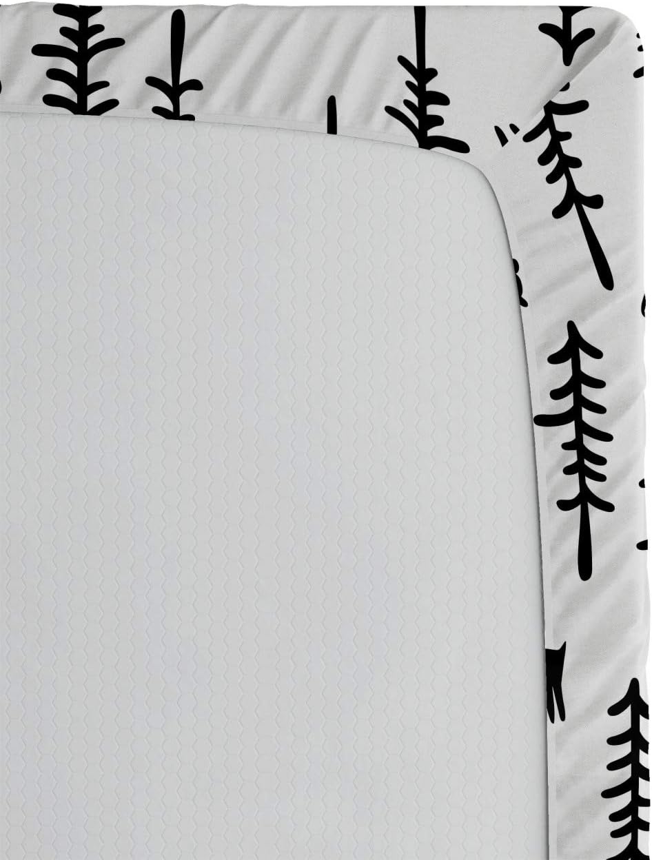 Ambesonne Sábana bajera ajustable de bosque, inspirado en la Navidad, diseño de renos, pinos y conejos, funda de cama con bolsillo profundo elástico