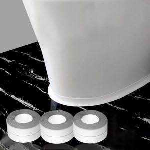 3 tiras selladoras de cinta de calafateo blanca, 1.5 x 10.5 pies, de PVC, autoadhesiva, impermeable, para baño, ducha, fregadero, baño, cinta de 3 tiras selladoras de cinta de calafateo blanca, 1.5 x 10.5 pies, de PVC, autoadhesiva, impermeable, para baño, ducha, fregadero, baño, cinta de