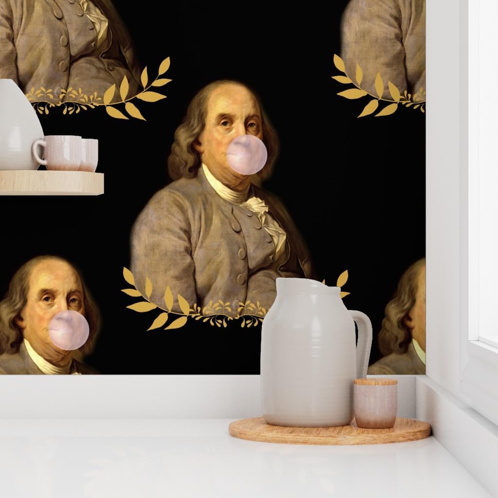 Spoonflower Papel tapiz autoadhesivo de 6 x 2 pies  Benjamin Franklin President Historical Whimsical Bubblegum papel tapiz extraíble personalizado