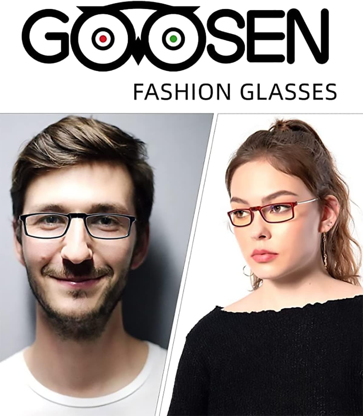 GOOSEN Gafas de lectura para mujeres y hombres, bolsas de llavero, lectores plegables compactos, lentes transparentes, lentes de luz azul, bisagra