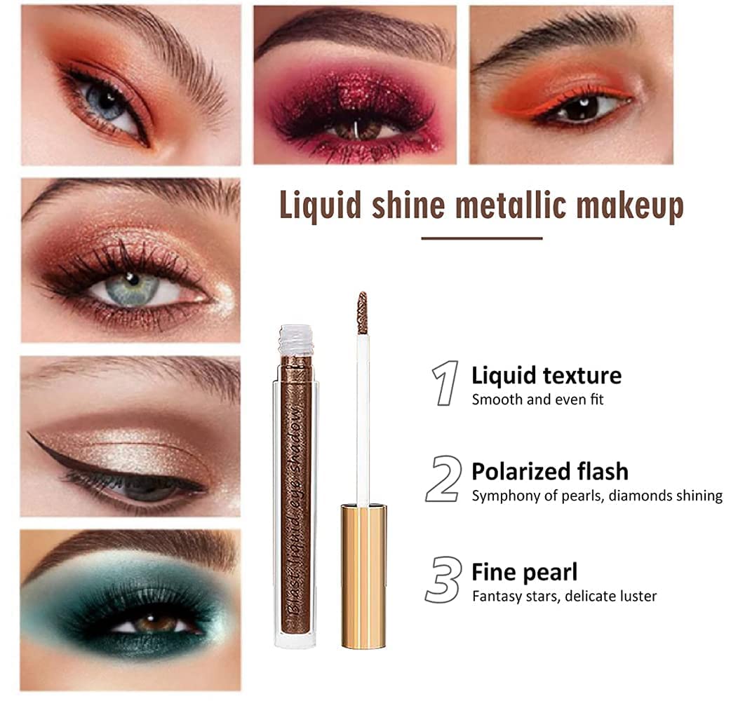 VERONNI Juego de sombra de ojos líquida con purpurina, 10 piezas de sombra de ojos con purpurina, sombra de ojos líquida metálica brillante, larga