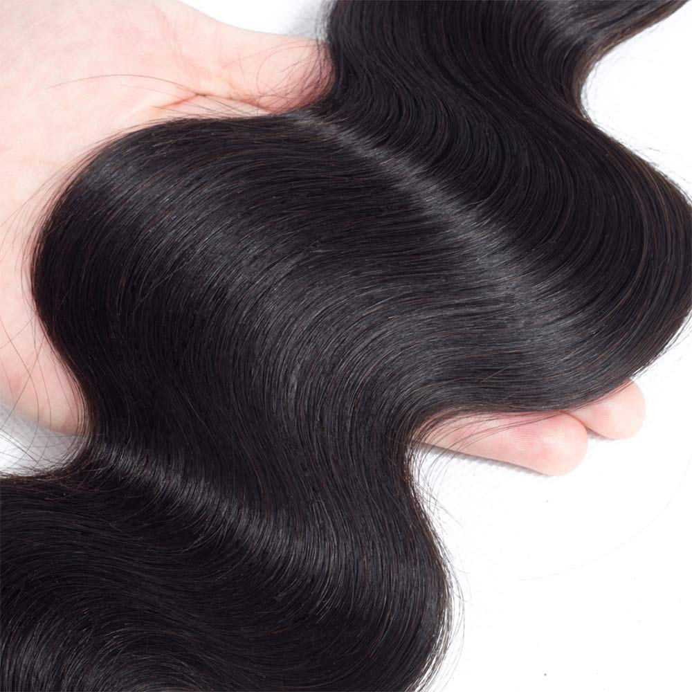 3 manojos de cabello humano virgen brasileño ondulado de 14, 16, 18 pulgadas, 100% sin procesar, 3 manojos de extensiones de cabello ondulado negro