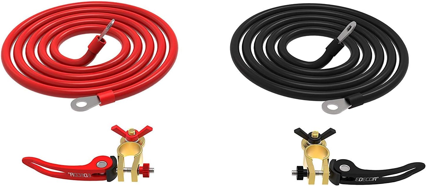 EDECOA Cables de batería 3 AWG 3.3 ft de cobre puro Inverter Cables para coche, inversor de corriente, RV, barco