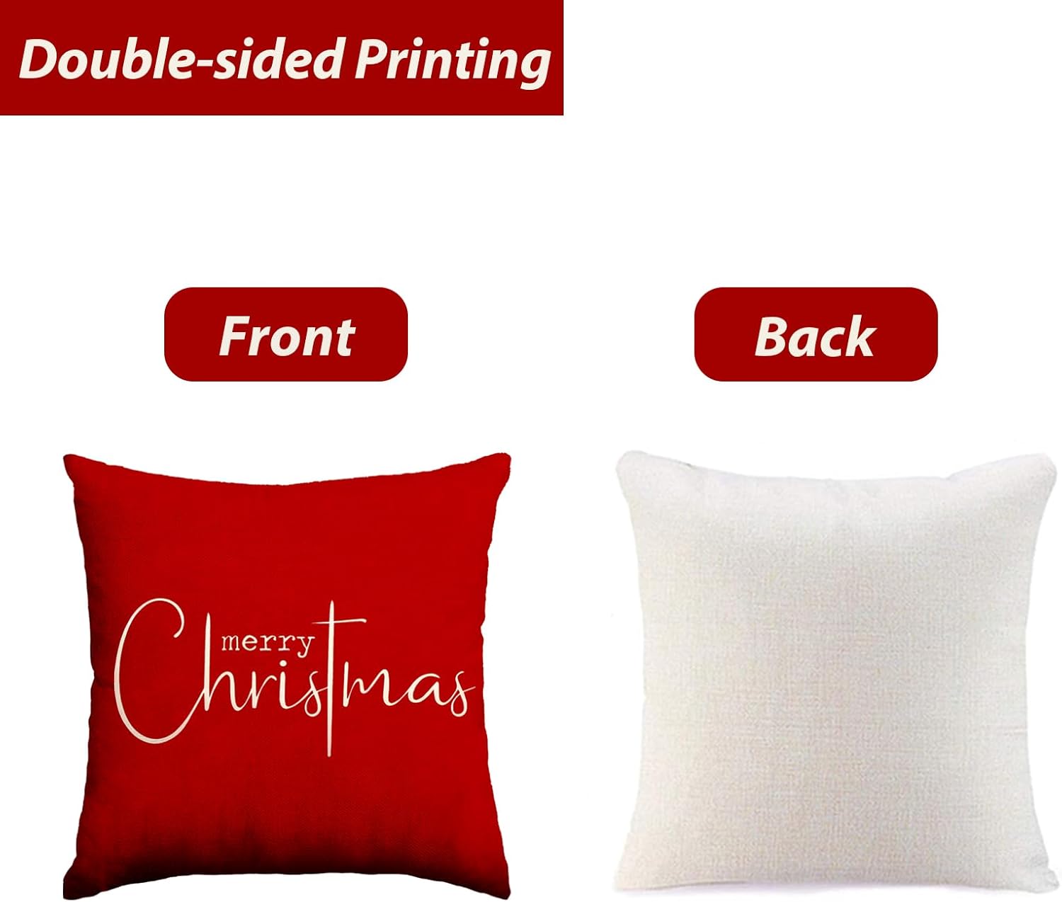 Juego de 2 fundas de almohada de 18 x 18 pulgadas con diseño de árboles de Navidad rojos, lavables a máquina, suaves, para el hogar, sala de estar,