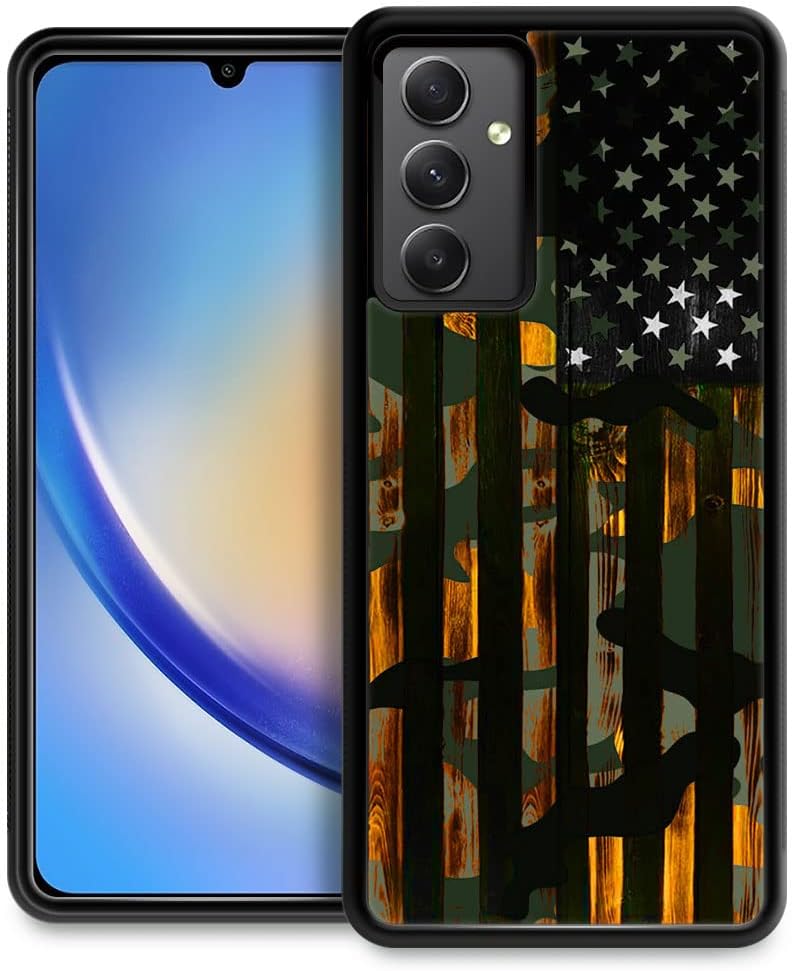 DJSOK Funda compatible con Samsung Galaxy A54 5G, diseño de camuflaje con diseño de bandera de árbol de lujo para hombres, niños y niñas, doble
