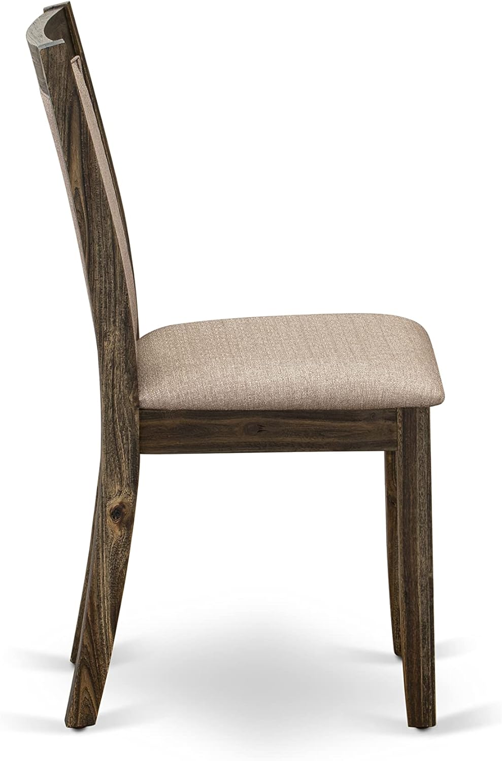 East West Furniture Monza Parson – Juego de 2 sillas acolchadas de tela de lino color caqui oscuro, estilo jacobeo envejecido