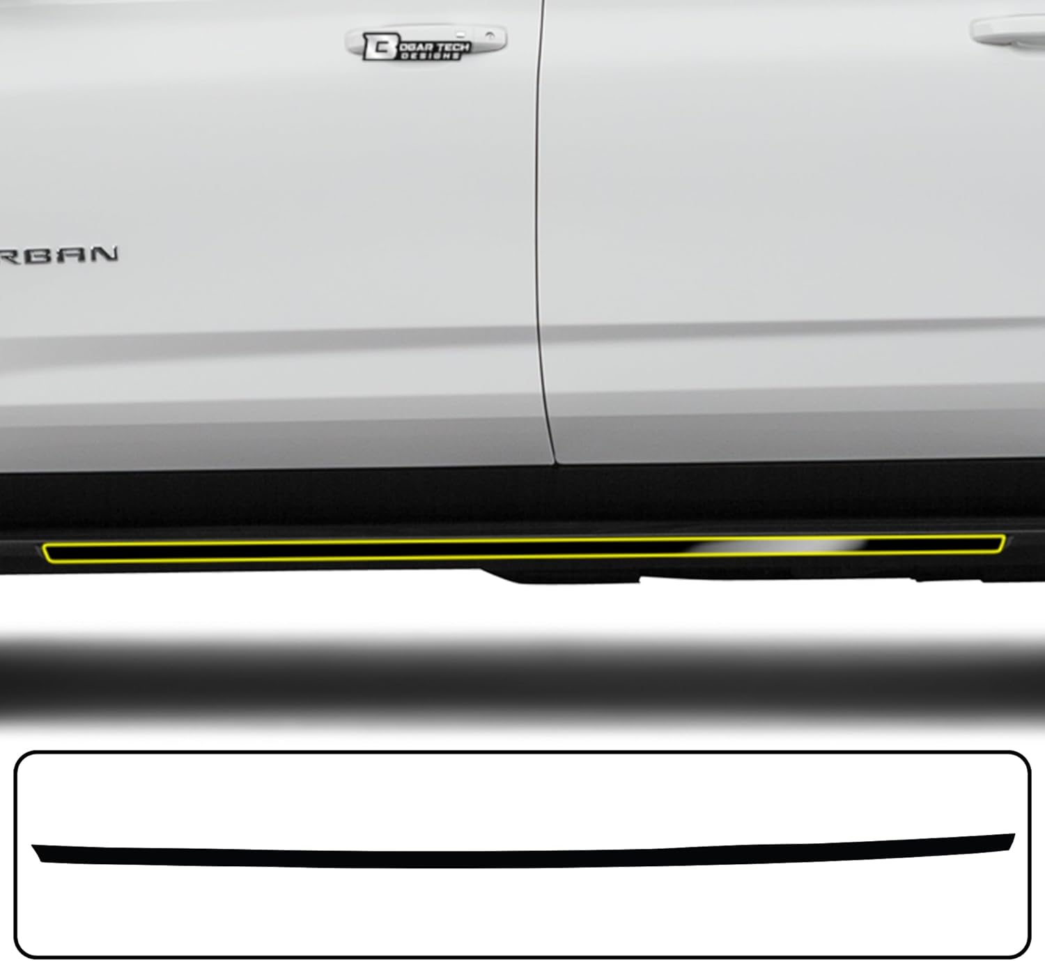 BOGAR TECH DESIGNS Revestimiento cromado inferior compatible con Chevrolet Tahoe y Suburban 2021-2023, negro brillante