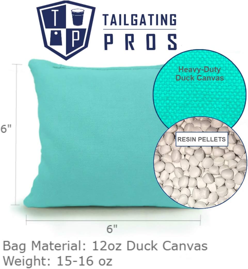 Tailgating Pros Juego de bolsas, saquitos Pro-Style, de doble cara, suave y adherente, con relleno de resina, de gamuza y lona de pato, juego de 8 a