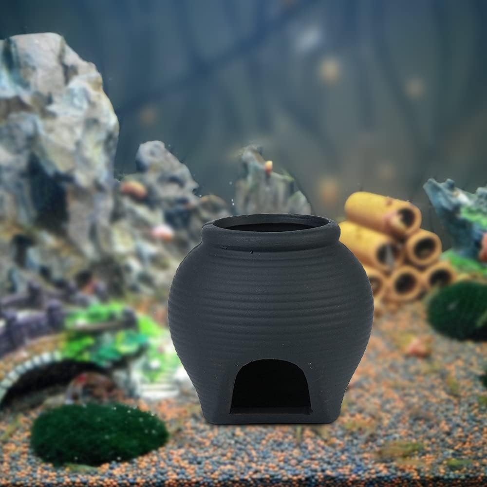 Tarro de cerámica para decoración de acuario, cueva de cría de camarones, adornos para pecera de peces betta, cíclidos de camarones Amano para
