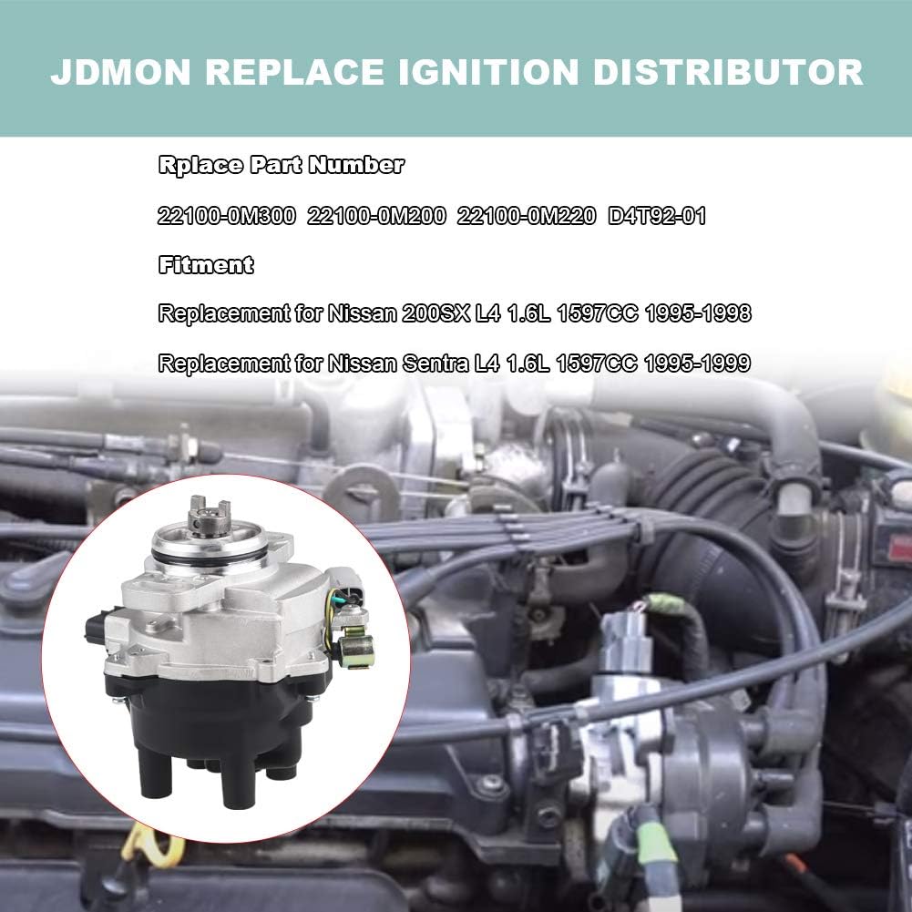 JDMON Repuesto para distribuidor de encendido Nissan 200SX 1995-1998 Sentra 1.6L 1995 1996 1997 1998 1999 SOHC Reemplazar 22100-0M300 22100-0M200