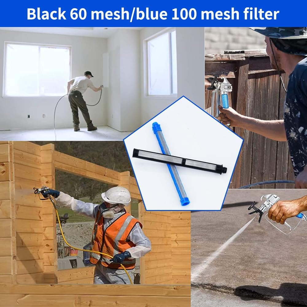 Filtro de pistola pulverizadora sin aire 287032 y 287033 compatible con Graco Adecuado para pistola rociadora Contratista II y FTx II Latex 60 Mesh