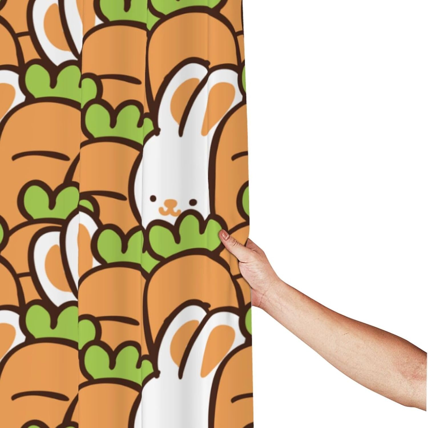 Cartoon Rabbit Carrot Plastic Shower Curtain Liner 60x72in Extra Long Shower Curtains for Bathroom Clearance Set with Hooks Cortinas De BañO,