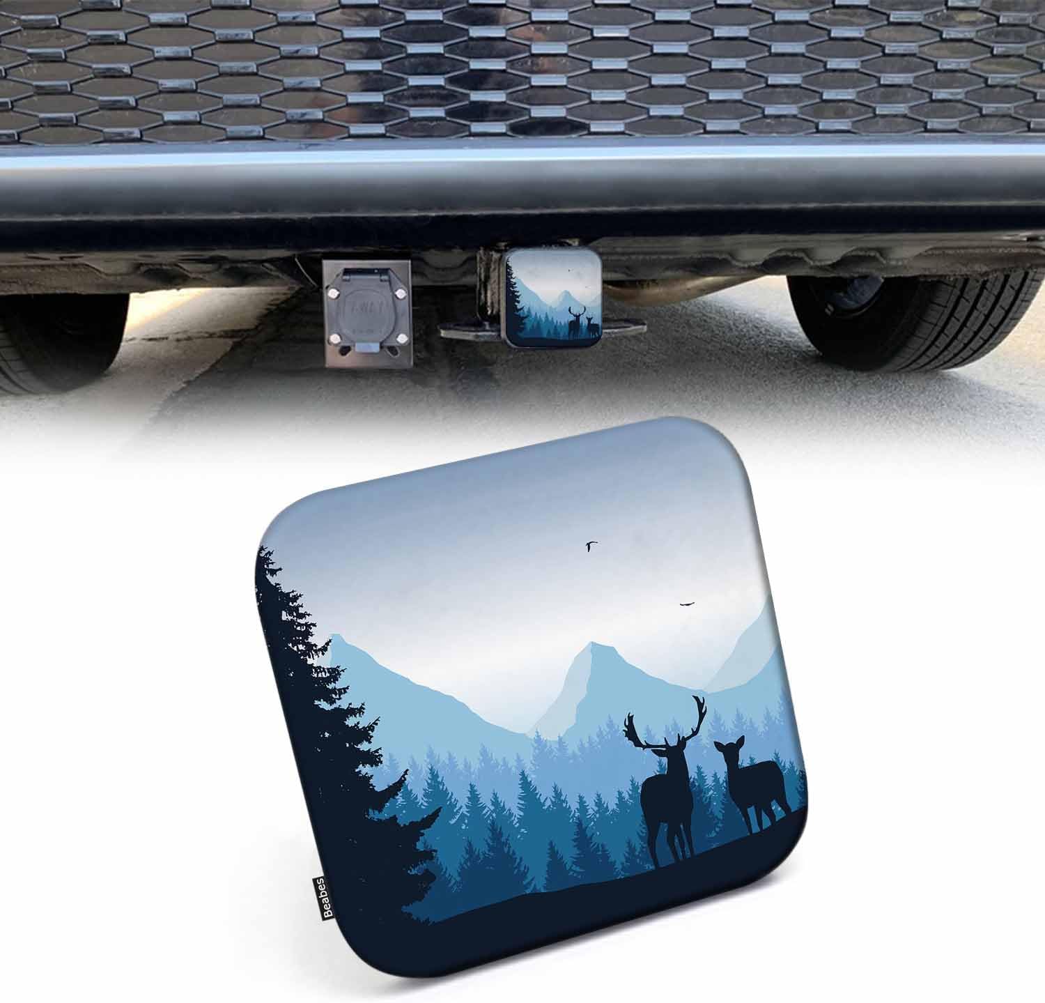 Beabes Cubiertas de enganche de ciervos de 2 pulgadas, cubierta de enganche de remolque de ciervos, accesorios exteriores de automóvil, cubierta de