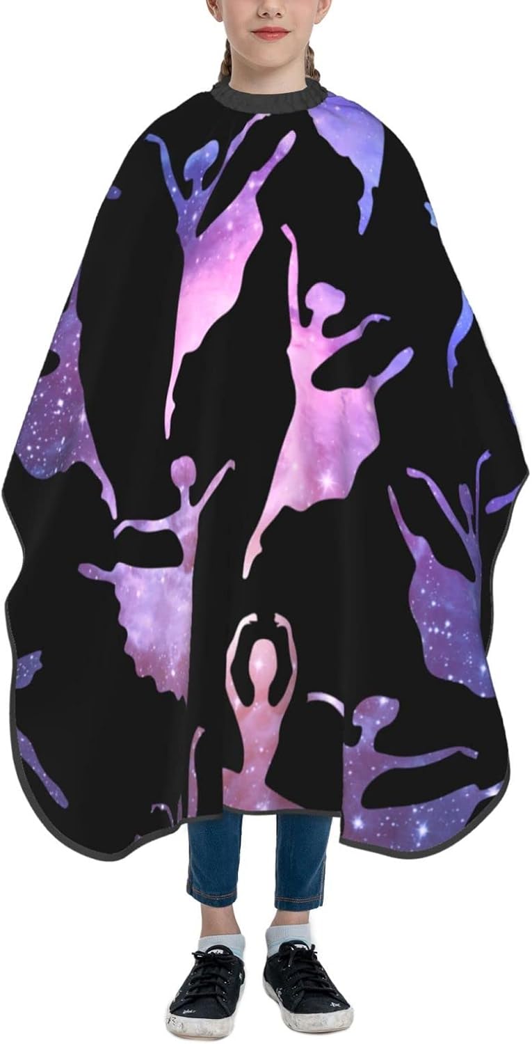 Augenstern Delantal de peluquería para niños con cierre a presión ajustable Ballet-Dance-Galaxy 39 x 47 pulgadas, capa de peluquería para niños,