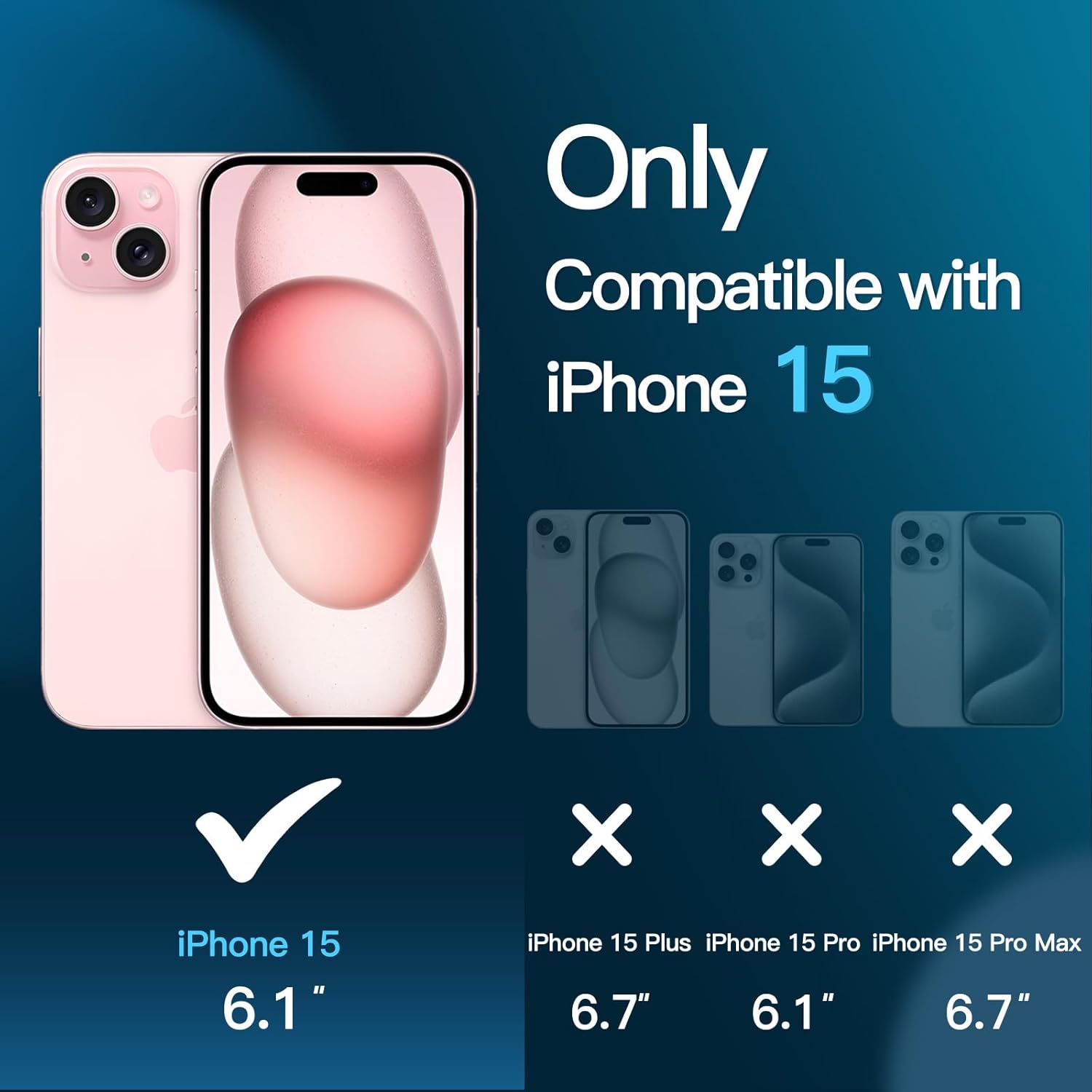 JETech Protector de pantalla para iPhone 15 de 6.1 pulgadas con protector de lente de cámara, herramienta de fácil instalación, película de vidrio