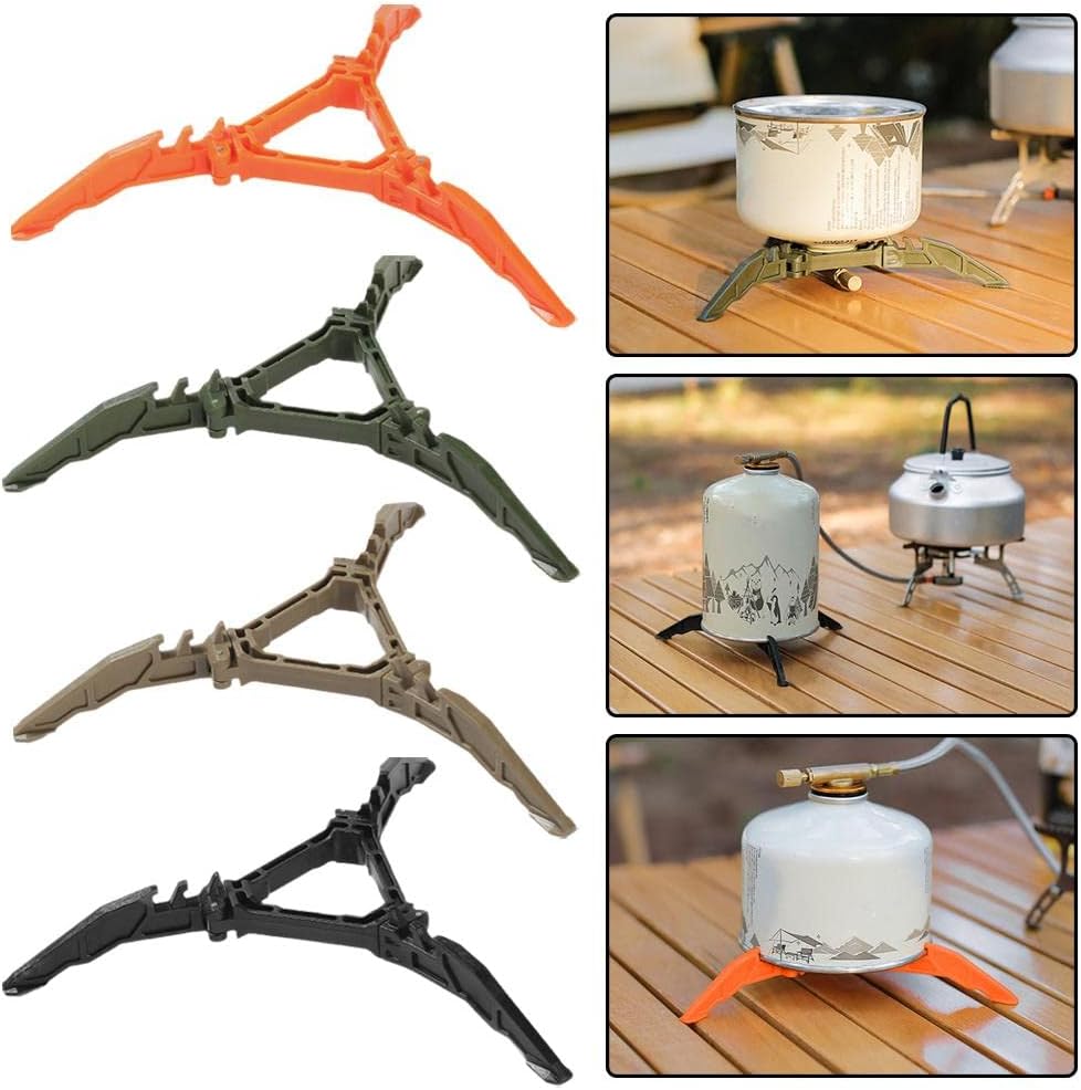 Estabilizador de lata de combustible para estufas de camping, mini soporte plegable para estufa de tanque de gas, soporte de trípode plegable para