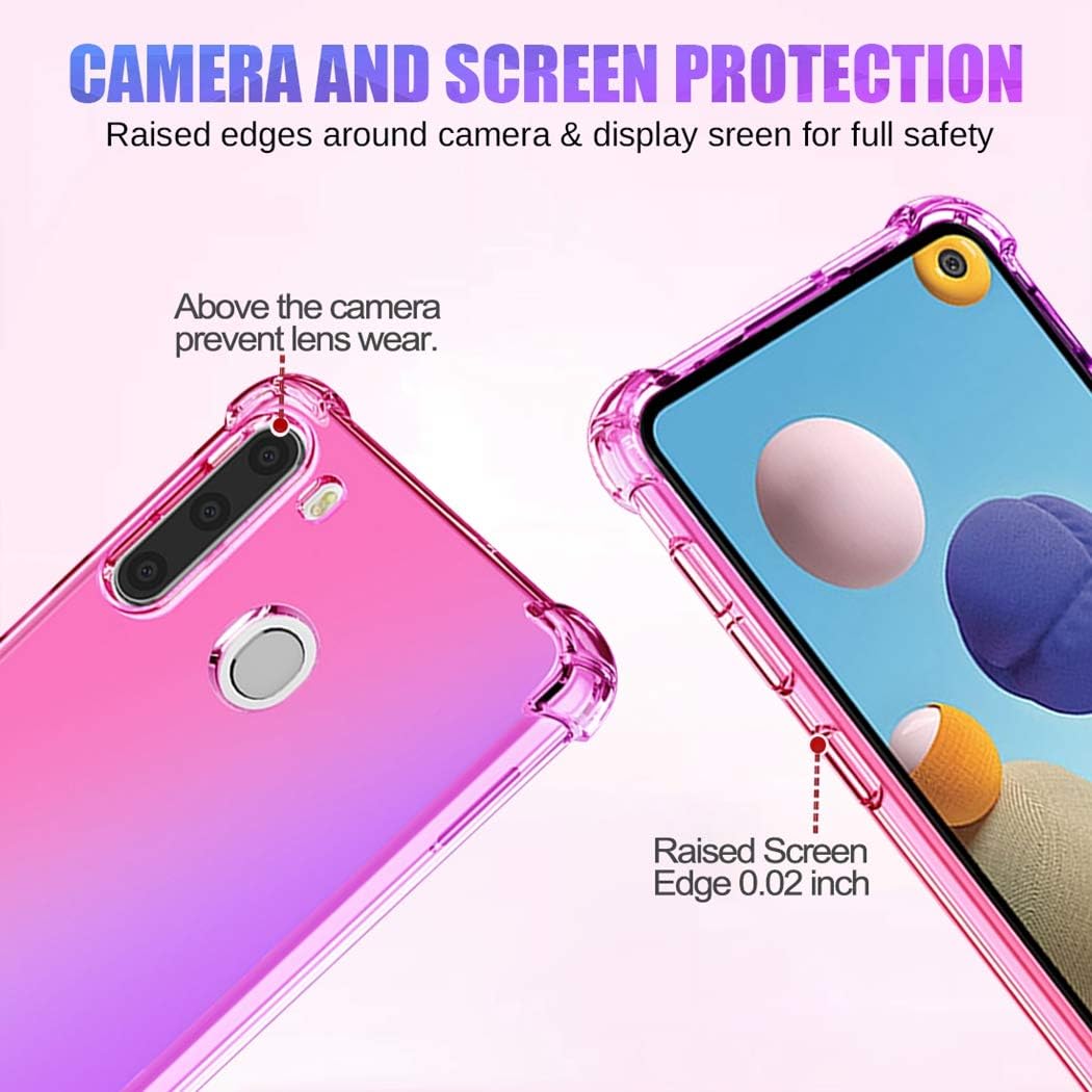 Funda para Samsung A21, Galaxy A21 Cute Case Girls Women Gradient Slim Anti Scratch Soft TPU Funda protectora a prueba de golpes para Samsung Galaxy